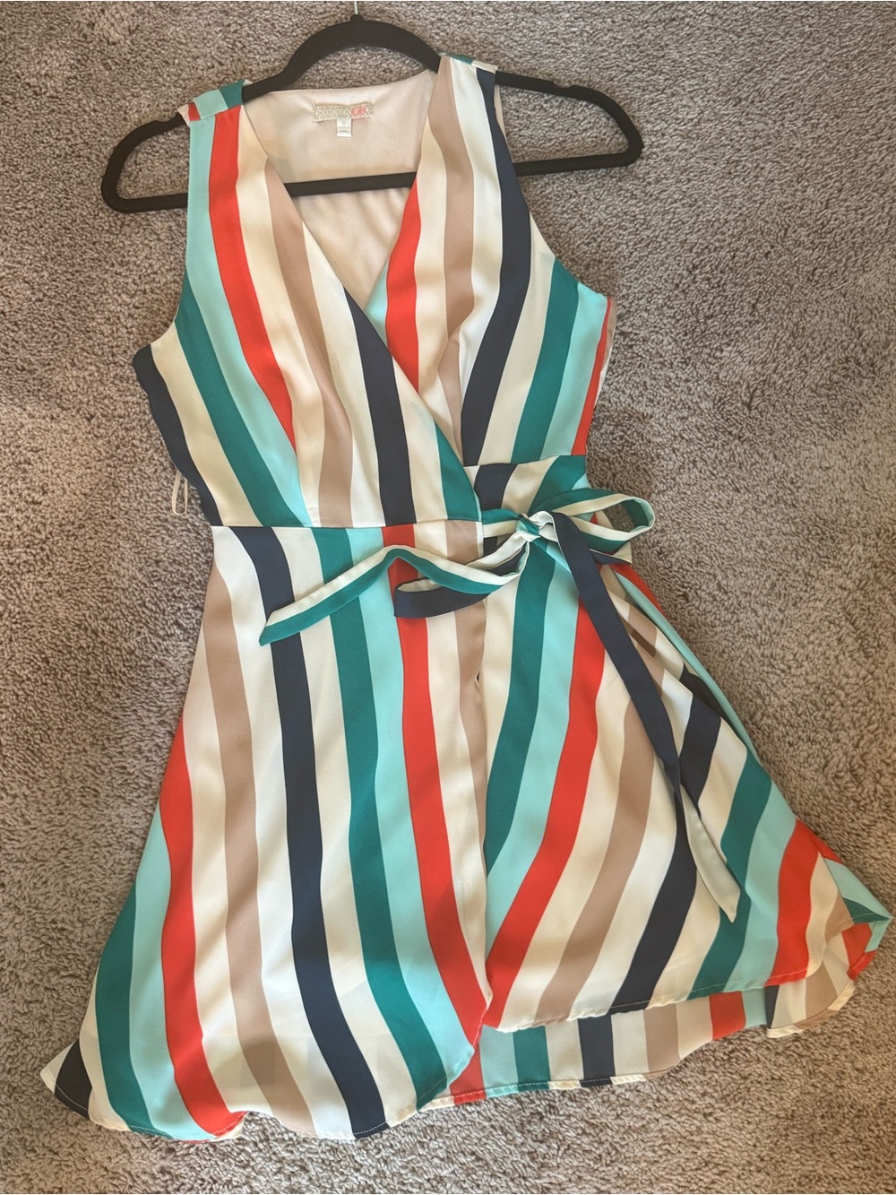 Gianni Bini Women’s Multicolor Striped Wrap Dress with Tie Waist